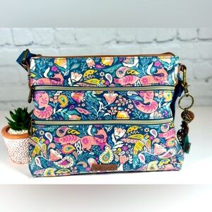 BOHO Sakroots turquois & pink Paisley Floral Peacock Purse Crossbody * has wear